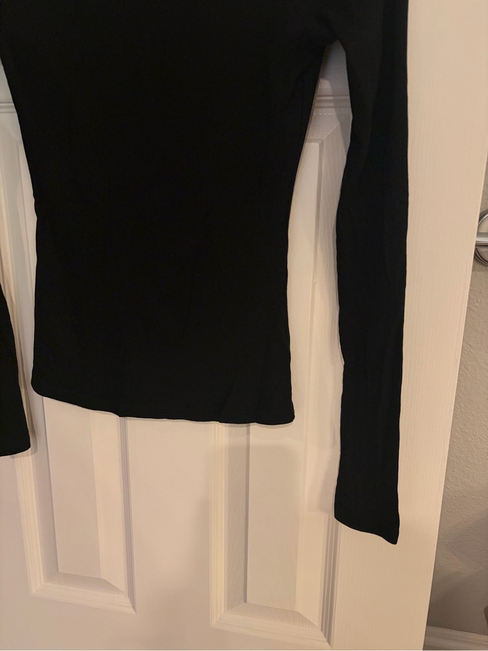 Show Me Your Mumu Marnie Off Shoulder Top XS Black Ribbed Long Sleeve - Picture 4 of 6